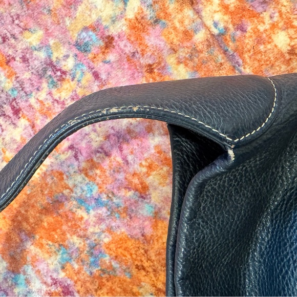 Dooney & Bourke Black Leather Hobo Shoulder Bag | Gold Logo Hardware - Picture 5 of 6